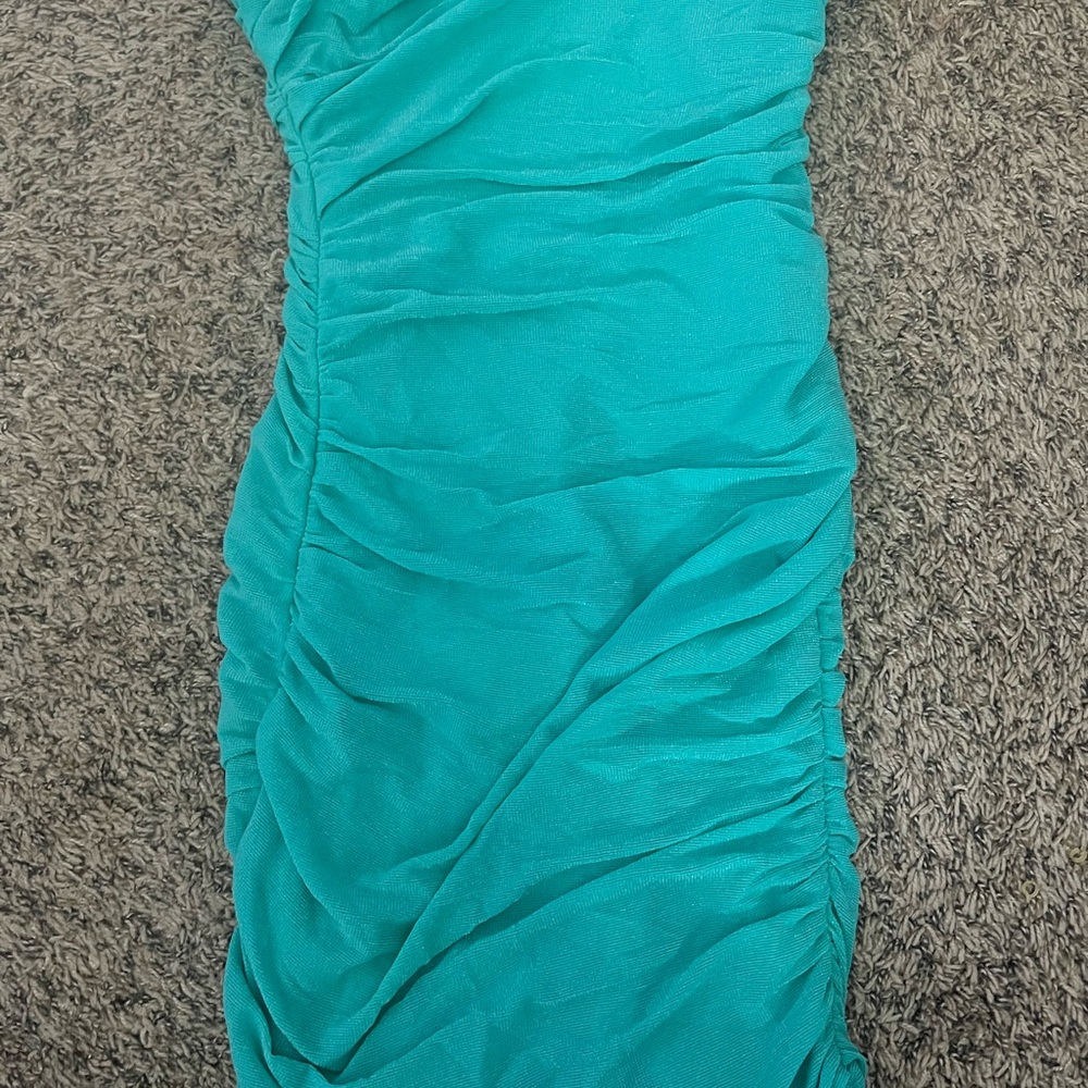 Chic Asymmetrical Teal Dress